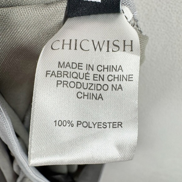 Chicwish Grey Tulle Maxi Skirt Faux Pearl Accents Ruffle Tiered Mesh Romantic - Picture 3 of 7